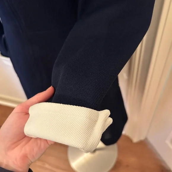 Vintage Butte Knit Navy Blue and White Long Sleeve Knee Length Dress - Picture 3 of 6